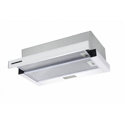Hota incorporabila telescopica Heinner, 358.4 m3/h, 1 motor, lumina LED 1 x 2 W, 2 filtre aluminiu, inox, 595 x 225 x 300 mm, Alb foto