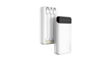 Baterie externă spațioasă Dudao cu 3 cabluri &icirc;ncorporate 20000mAh USB Type C + micro USB + Lightning alb (Dudao K6Pro +)