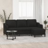 Gossi canapea cu 3 locuri cu taburet, negru, 180 cm, material textil