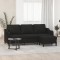 Gossi canapea cu 3 locuri cu taburet, negru, 180 cm, material textil