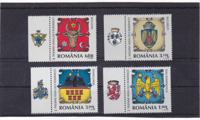 ROMANIA 2008 - INSEMNE HERALDICE ROMANESTI - TABS 1 - LP 1816 - MNH.