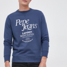 Pepe Jeans Hanorac de bumbac bărbați, culoarea albastru marin, cu imprimeu