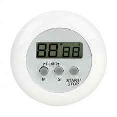 Timer pentru bucatarie afisaj LCD, magnetic, diametru 6.5 cm, alb foto