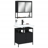 Gossi set mobilier de baie, 2 piese, negru, lemn compozit