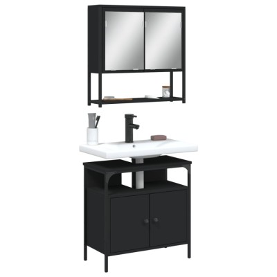 Gossi set mobilier de baie, 2 piese, negru, lemn compozit foto