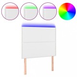 Cumpara ieftin Tablie de pat cu LED, alb, 90x5x118/128 cm, piele ecologica