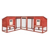 Cumpara ieftin Cusca iepuri exterior, spatiu de joaca, rosu/alb, lemn de brad