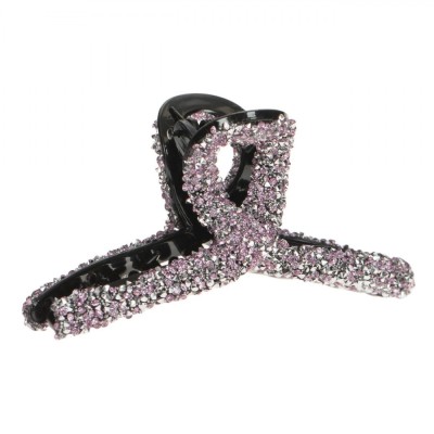 Clamă Păr, Model Strass Roz, Lungime 11cm, Culoare Negru-Roz foto