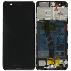 Huawei P10 (VTR-L09, VTR-L29) Capac frontal al modulului de afișare + LCD + digitizer + acumulator negru 02351DGP