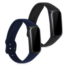 Set 2 Curele pentru Samsung Galaxy Fit (SM-R370), Kwmobile, Silicon, Albastru/Negru, 50233.01 foto