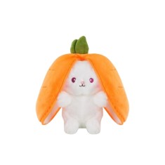 Jucărie de pluș Iepuraș, Fleece/Bumbac, 23 cm, 3-8 ani, Alb/Portocaliu