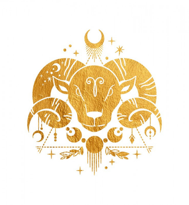 Sticker decorativ Zodiac, Auriu, 60 cm, 5466ST