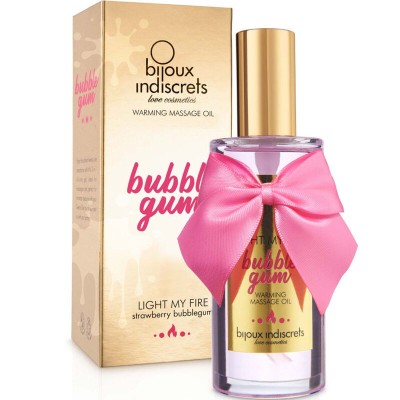 Ulei de masaj cu efect de caldura Bijoux Indiscrets aroma bubble gum 100 ml foto