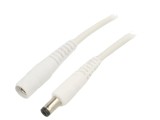 Cablu Alimentare DC Alb 3m 1x1mm2 Mufă și Soclu 5,5/2,5