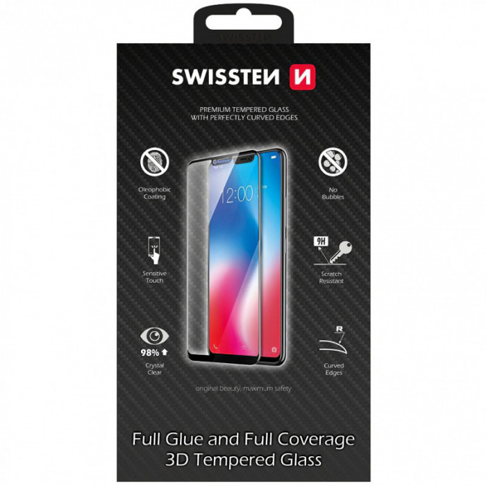 Folie Protectie Ecran Swissten pentru Xiaomi Mi 10T 5G, Sticla securizata, Full Face, Full Glue, 0.2mm, 3D, 9H, Neagra