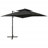 Umbrela suspendata cu &icirc;nvelis dublu, antracit, 250x250 cm GartenMobel Dekor, vidaXL