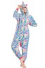 PJM159-45 Pijama pufoasa intreaga cu model unicorn multicolor, S