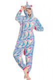 PJM159-45 Pijama pufoasa intreaga cu model unicorn multicolor, S