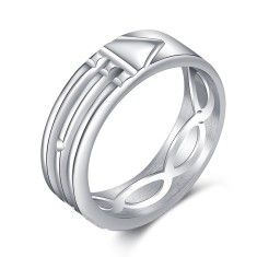 Inel creativ argintiu model Atlant, design geometrie sacra, unisex, masura 8