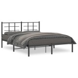 Cumpara ieftin Cadru de pat metalic cu tablie, negru, 160x200 cm