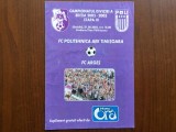program meci fotbal FC politehinca aek timisoara - fc arges pitesti campionatul romaniei divizia A 2002-2003 / 16 pagini fan sport hobby