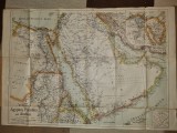 Harta egipt,palestina si arabia saudita - anii 1910-1920 - dimensiuni 80/55 cm