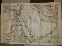 harta egipt,palestina si arabia saudita - anii 1910-1920 - dimensiuni 80/55 cm