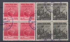 1950 LP 270 LUPTA PENTRU PACE BLOCURI DE 4 TIMBRE STAMPILA BUCURESTI 1952