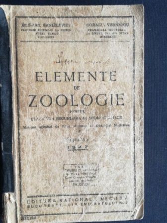 Elemente de zoologie pentru clasa a IV-a secundara si scoli speciale- Alex Sanielevici, Coralia Vernescu