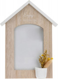 Rama foto House w flower, 17.5x23.5x2.2 cm, lemn, natur/alb, Excellent Houseware