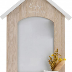 Rama foto House w flower, 17.5x23.5x2.2 cm, lemn, natur/alb