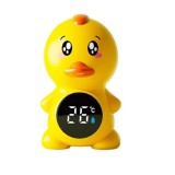 Termometru electronic led pentru baie, plutitor, rezistent la ap&Auml;, ipx7, multifunctional, 3 trepte de temperatura, model ratusca, 12x7cm, galben, Flippy