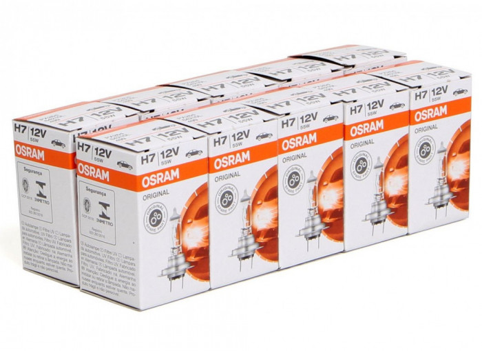 Set 10 Buc Bec Osram H7 12V 55W PX26d Longlife 64210L