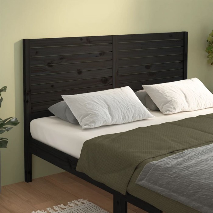 vidaXL Tăblie de pat, negru, 156x4x100 cm, lemn masiv de pin 819029