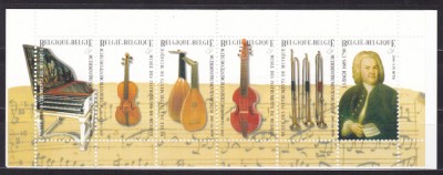 BELGIA 2000 J.S.BACH SI MUZEU INSTRUMENTE MUZICALE SERIE IN CARNET MNH foto