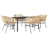 Cumpara ieftin Set mobilier de gradina cu perne 5 piese maro sticla polirattan