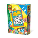 Primul meu set creativ cu carduri animale si 36 stickere autocolante, 1-4 ani, SES Creative