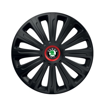 Set 4 capace roti Negre Cu Inel Rosu Trend R14 Compatibil Cu Skoda foto