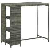 Cumpara ieftin Masa de bar cu raft de depozitare, gri 120x60x110 cm, poliratan