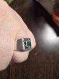 Inel vintage argint cu piatra verde