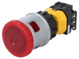 Comutator de Siguranță 30mm cu LED Roșu 24V 2 NC