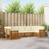 vidaXL Seturi de canapele 7 pcs Natural și Crem Lemn Solid de Acacia 3375405