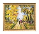 Cumpara ieftin Tablou indragostiti pictat manual inarmat, Impreuna pentru totdeauna, 60x50cm ulei pe panza, rama din lemn