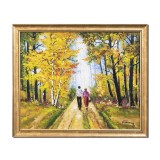 Tablou indragostiti pictat manual inarmat, Impreuna pentru totdeauna, 60x50cm ulei pe panza, rama din lemn