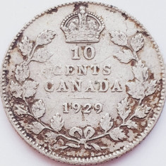257 Canada 10 cents 1929 George V km 23 argint