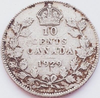 257 Canada 10 cents 1929 George V km 23 argint foto