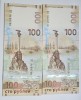 2 bancnote consecutive 100 ruble 2015 Rusia, Crimea&#039;s Reunification with Russia, P#275, unc