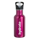 Sticlă de apă din oțel inoxidabil, 500 ml, cu pai, Fucsia, CMCLASS