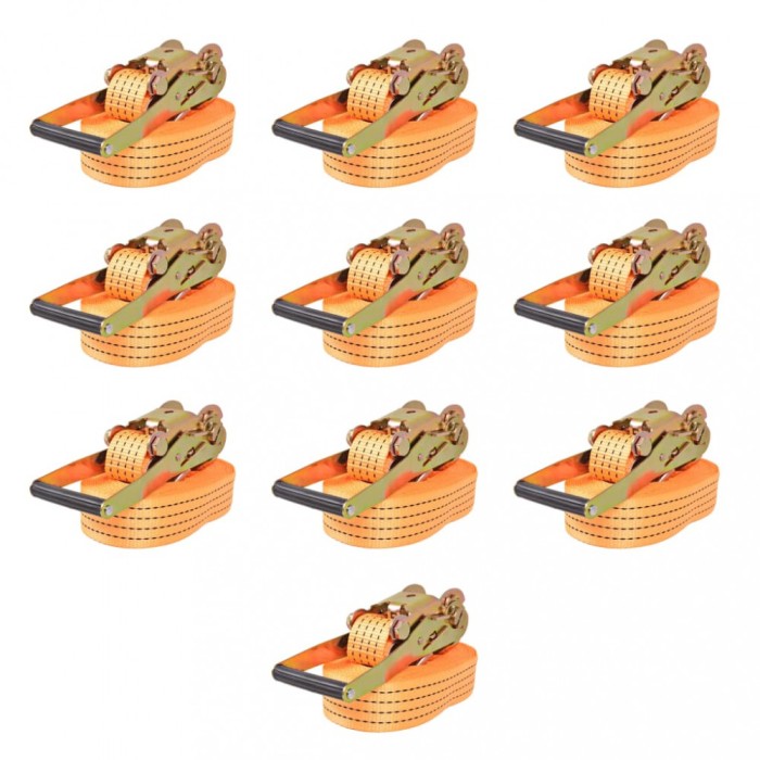 vidaXL Chingi fixare cu clichet, 10 buc, 2 tone, 8m x 50mm, portocaliu 142663