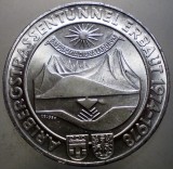 F.572 AUSTRIA ARLBERGSTRASSENTUNNEL 100 SCHILLING 1978 AUNC ARGINT